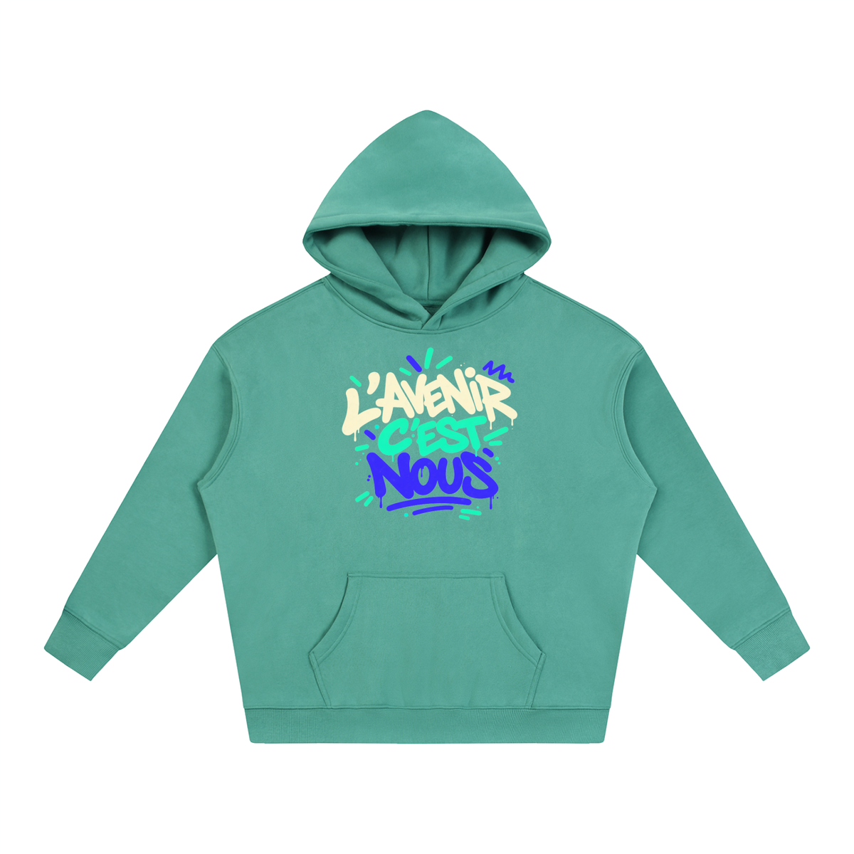 Hoodie oversize Gen Z « L'avenir c'est nous » – coloris pastel