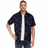 CHEMISE HOMME original noire et mauve MANCHES COURTES