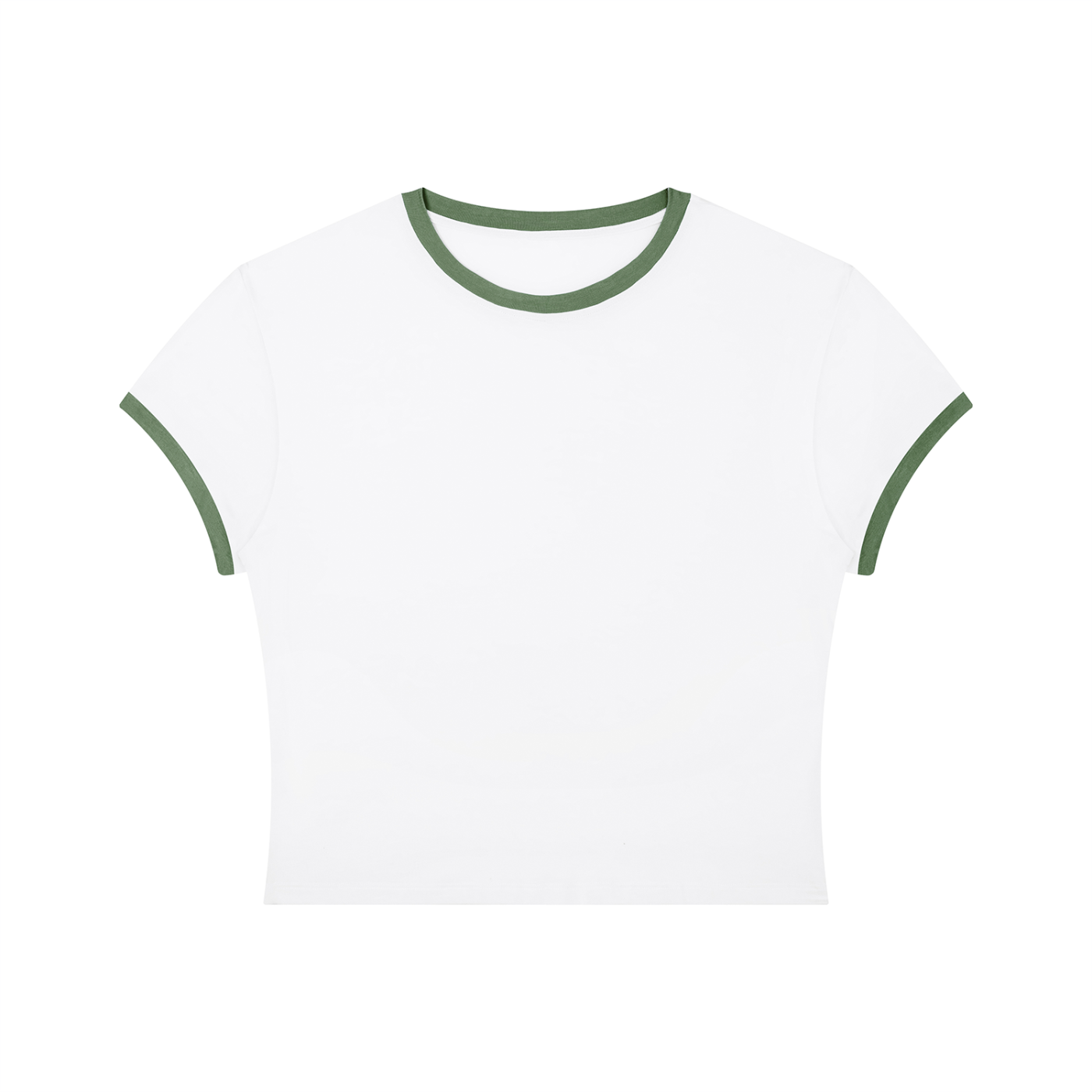 Packshot face du t-shirt ringer original femme blanc / vert armée