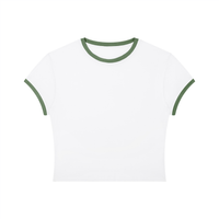 Packshot face du t-shirt ringer original femme blanc / vert armée