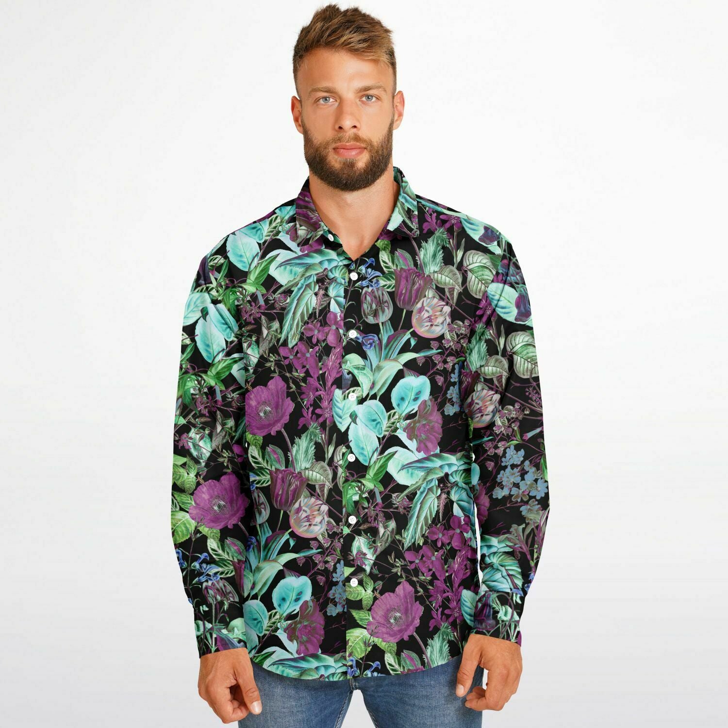chemise homme design floral mauve