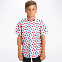 chemise à manches courtes garçon rouge et blanc