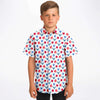 chemise à manches courtes garçon rouge et blanc