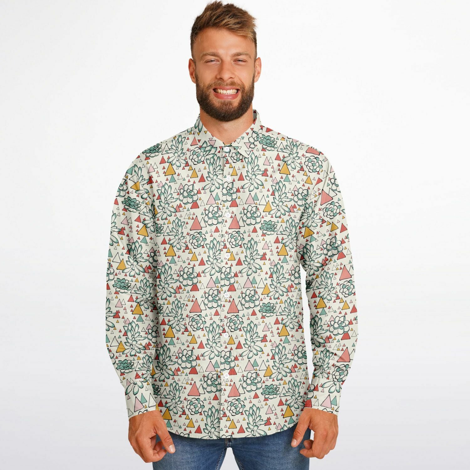 chemise à manches longues homme motifs floraux