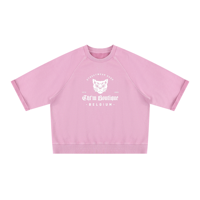 Unisex Vintage Wash Boxy Short Sleeve Sweatshirt