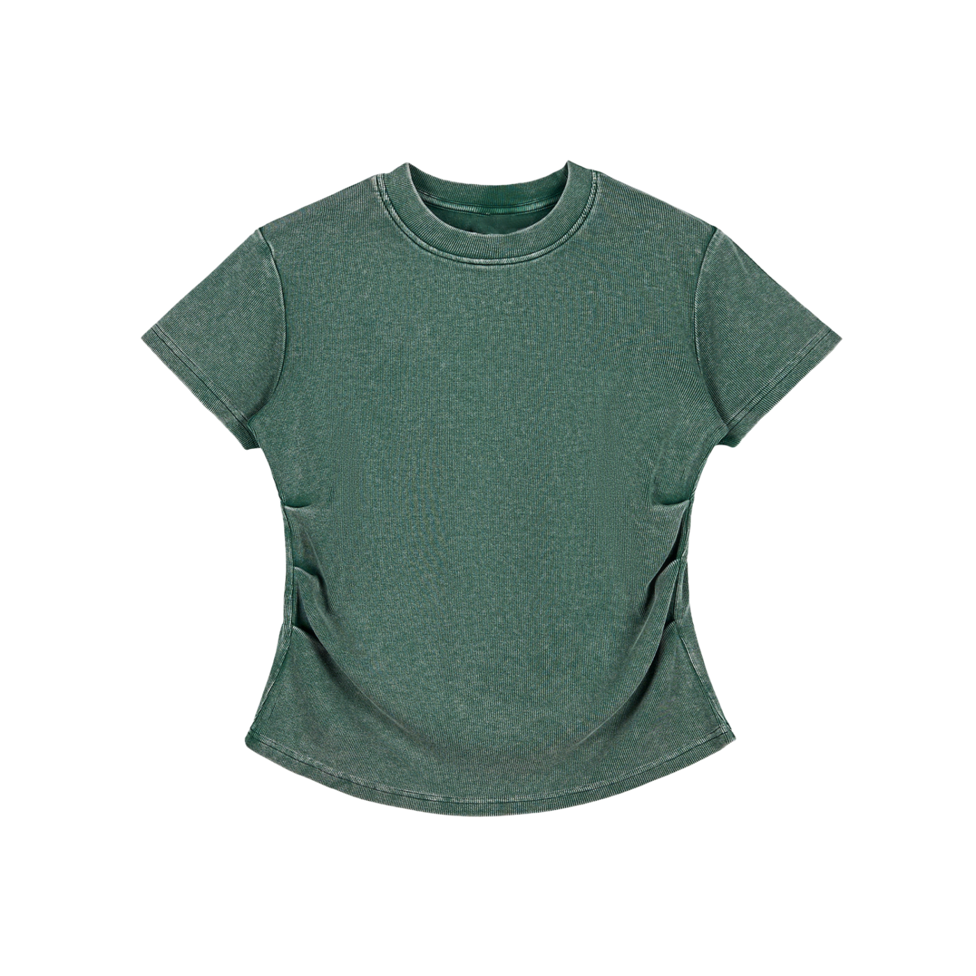 Packshot face du t-shirt ajusté délavé original femme vert délavé