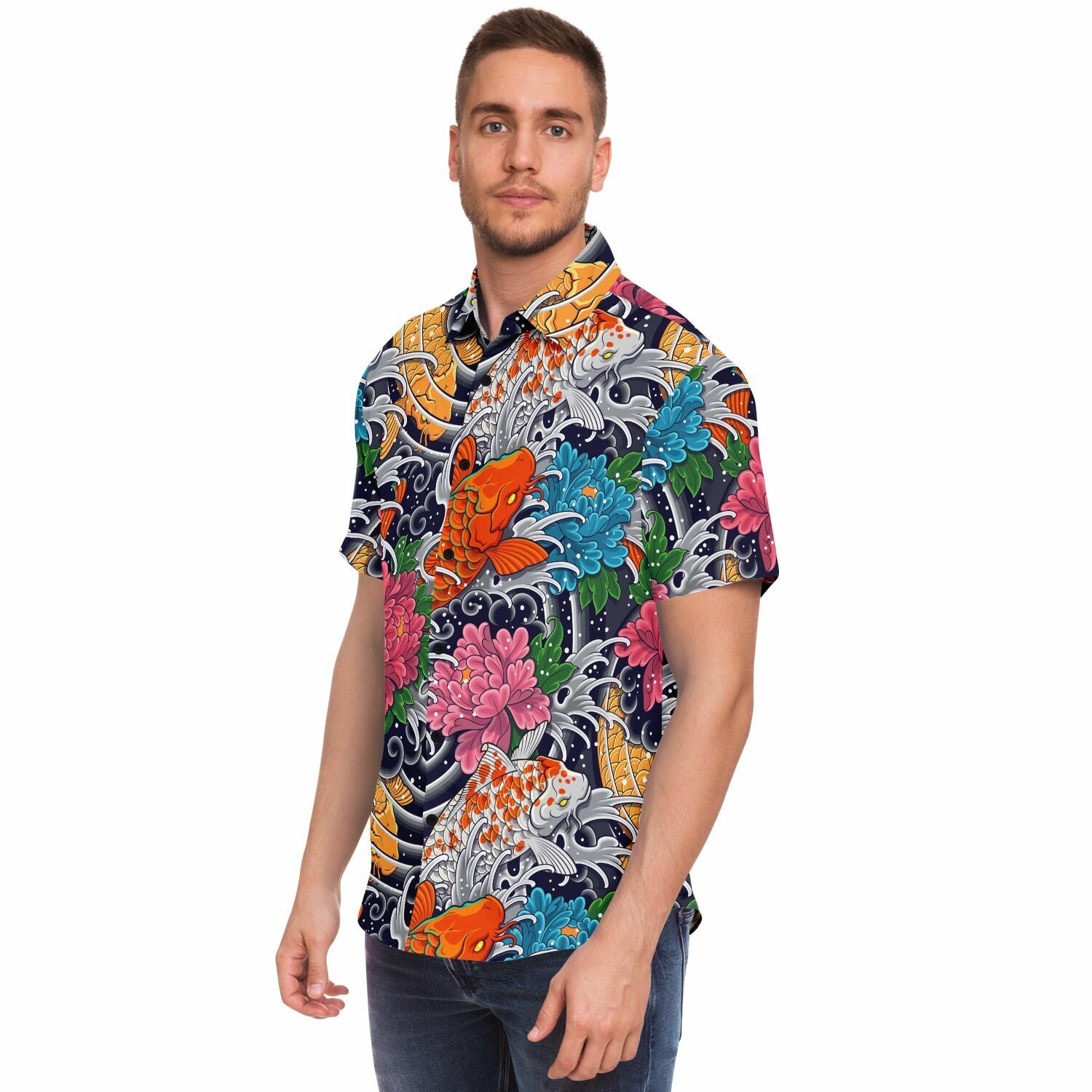 chemise élégante homme motifs chrysanthèmes