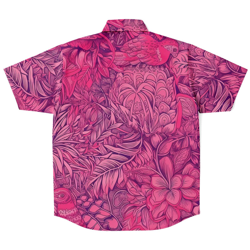 Chemise Homme Manches Courtes - Fleurs Roses