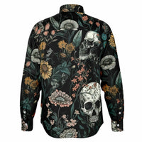 chemise à manches longues homme motifs floraux et têtes de mort