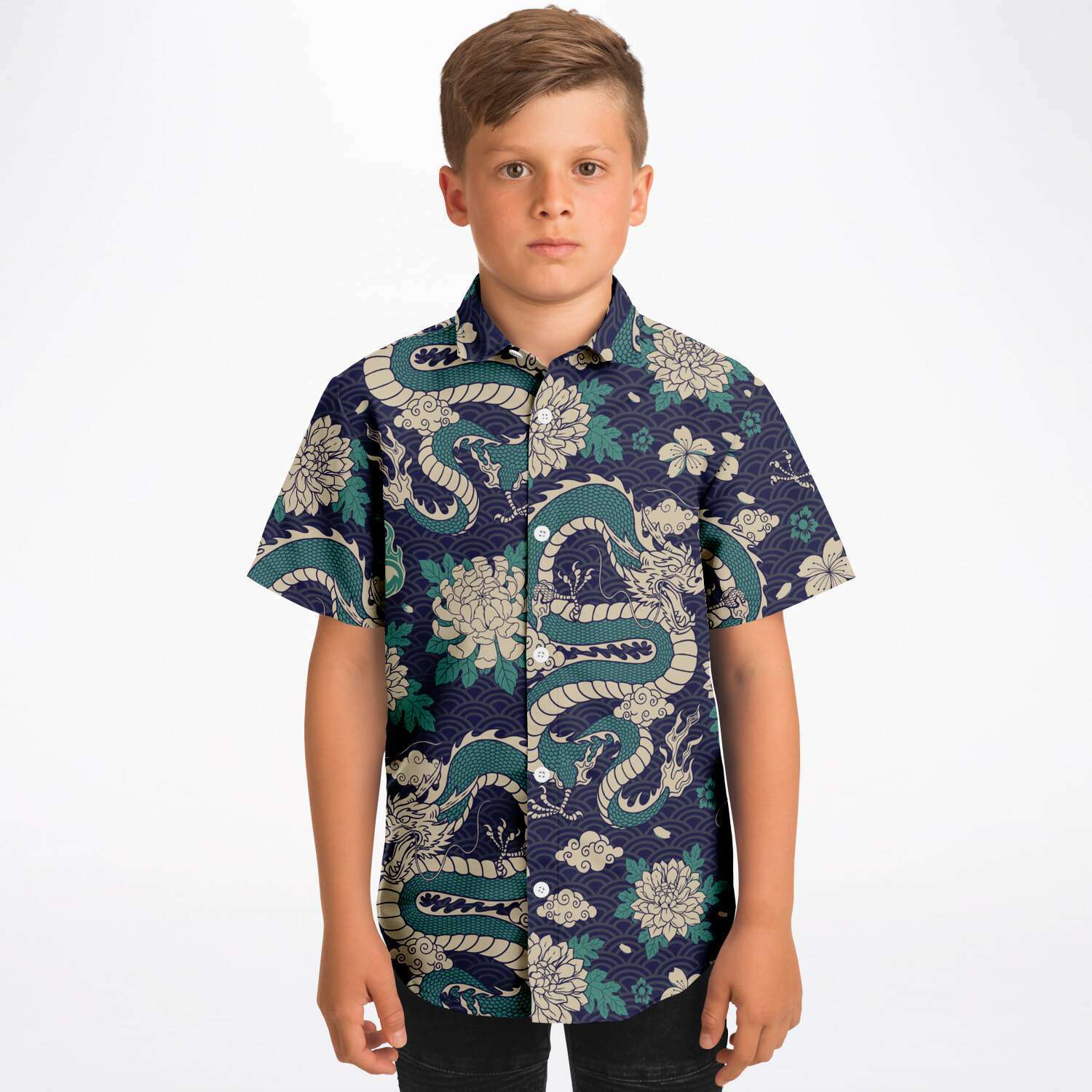 chemise à manches courtes garçon style asiatique