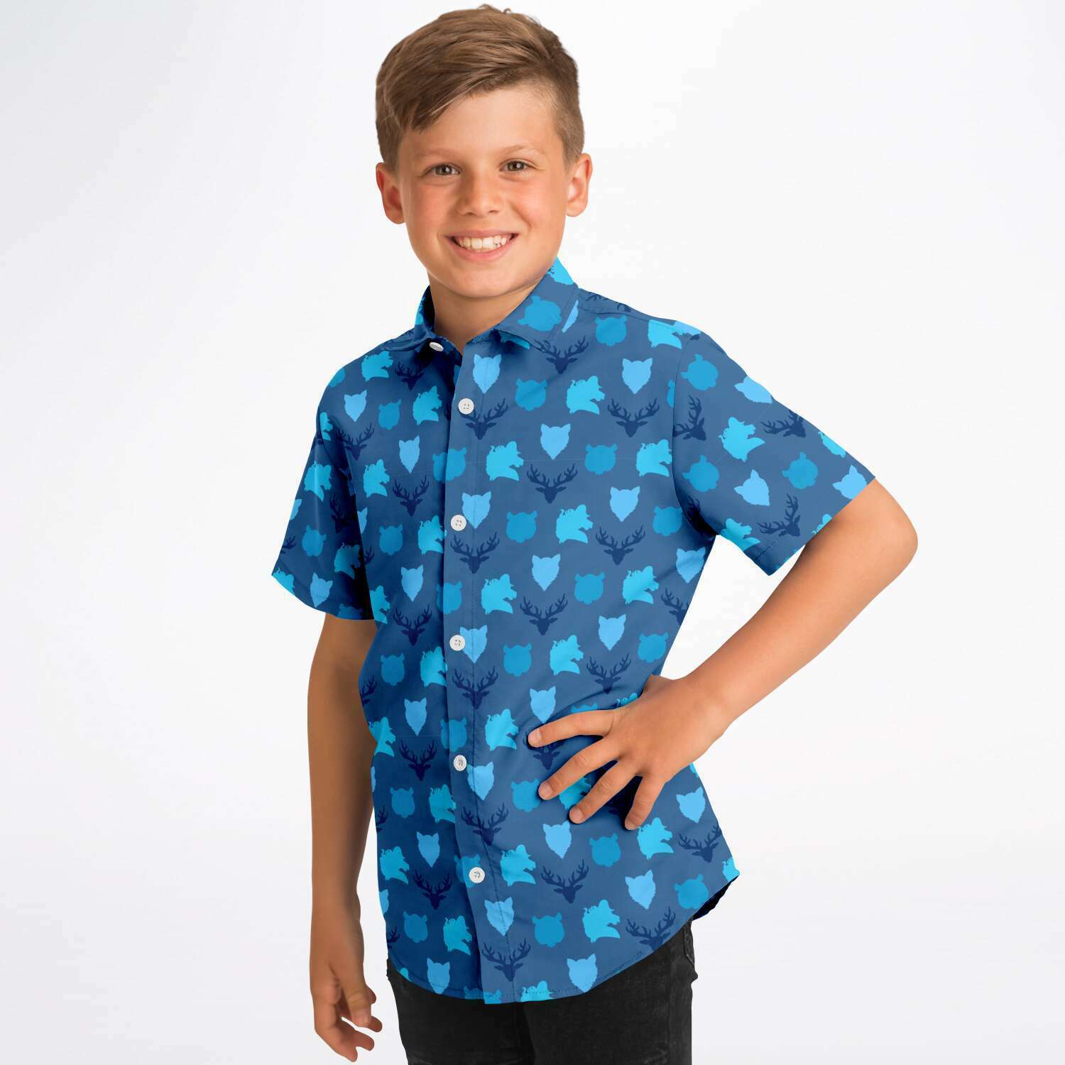 Chemise garçon originale bleu ciel manches courtes