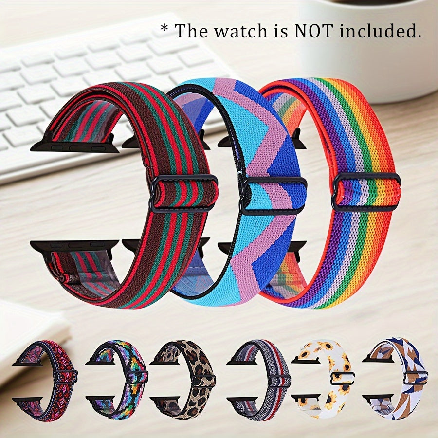 Bracelet Apple Watch élastique tissé à motifs, vue détaillée