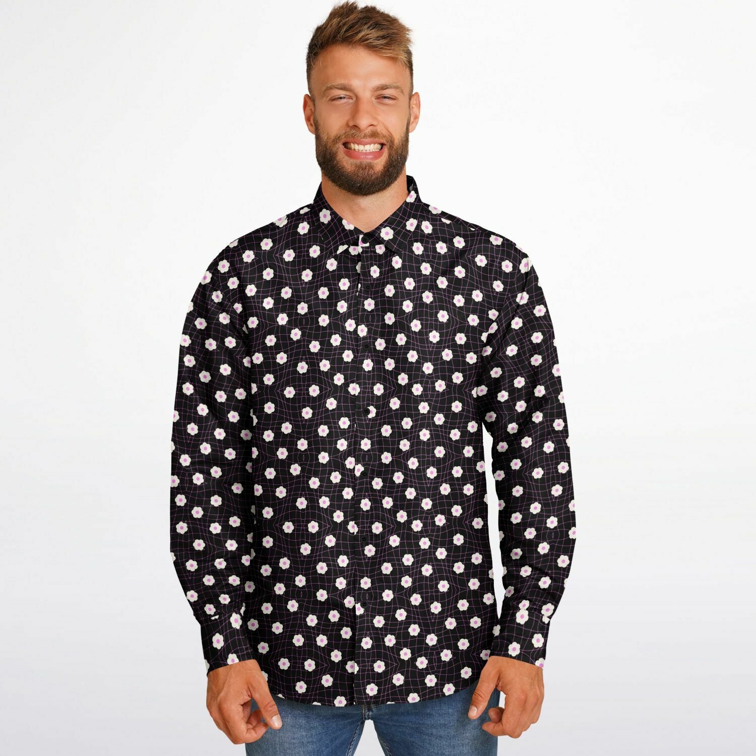 mode masculine chemise noire à fleurs