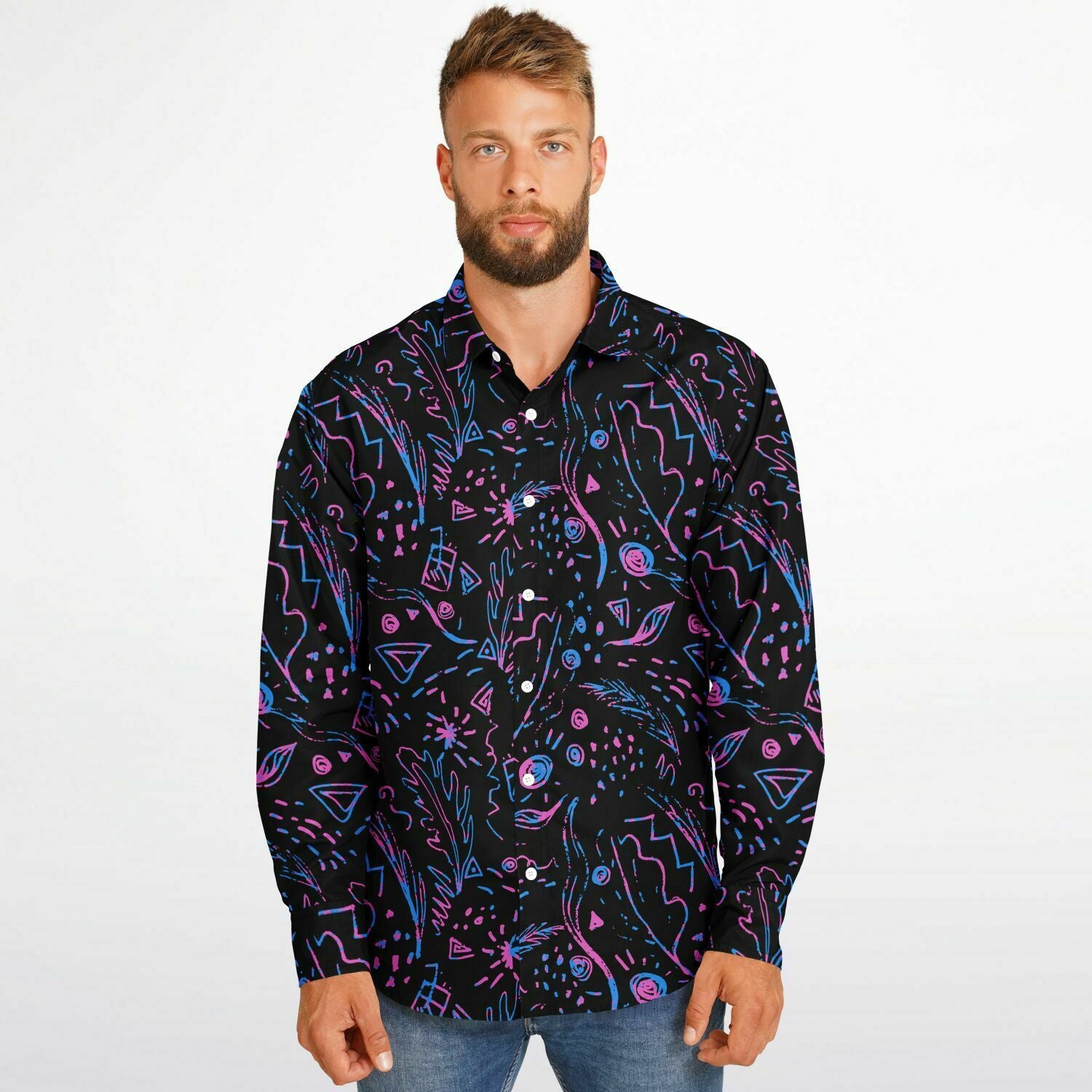 chemise tendance noire et mauve pour homme