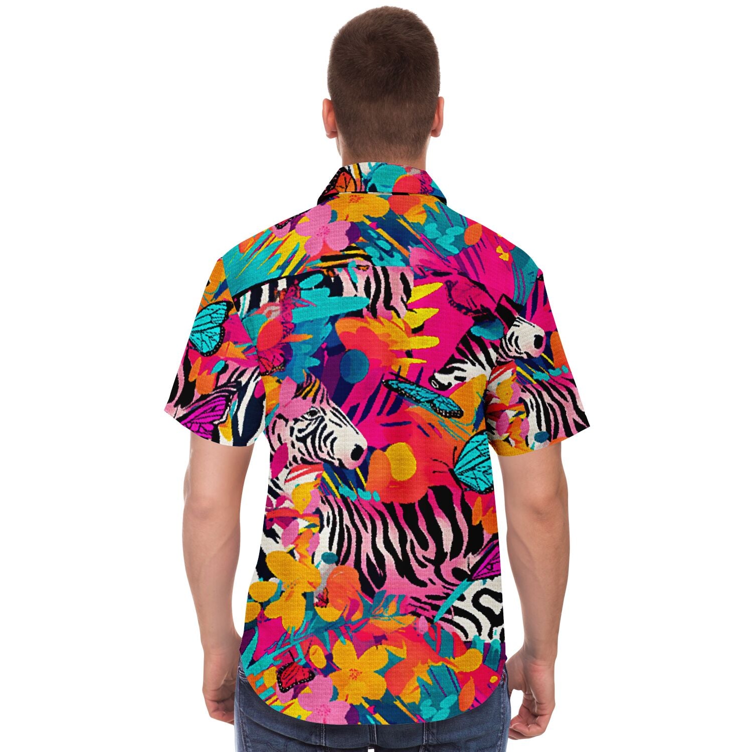 chemise à motifs tropicaux pour homme manches courtes
