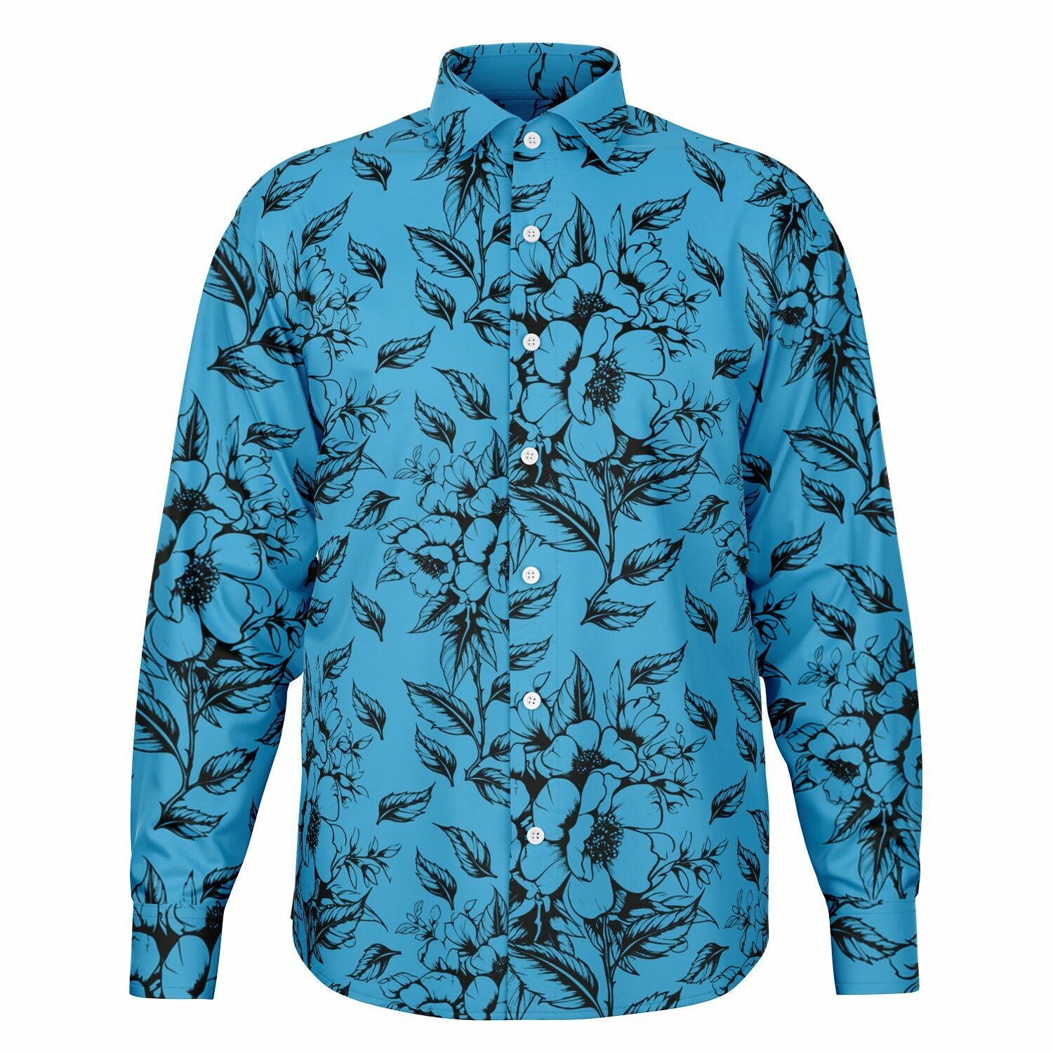 mode homme chemise bleue à fleurs
