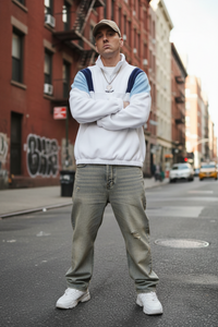 Sweat à capuche homme à motifs colorés et broderie de lettres, pull à demi-zip haut col, style streetwear décontracté pour un usage quotidien et en extérieur