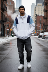Sweat à capuche homme à motifs colorés et broderie de lettres, pull à demi-zip haut col, style streetwear décontracté pour un usage quotidien et en extérieur