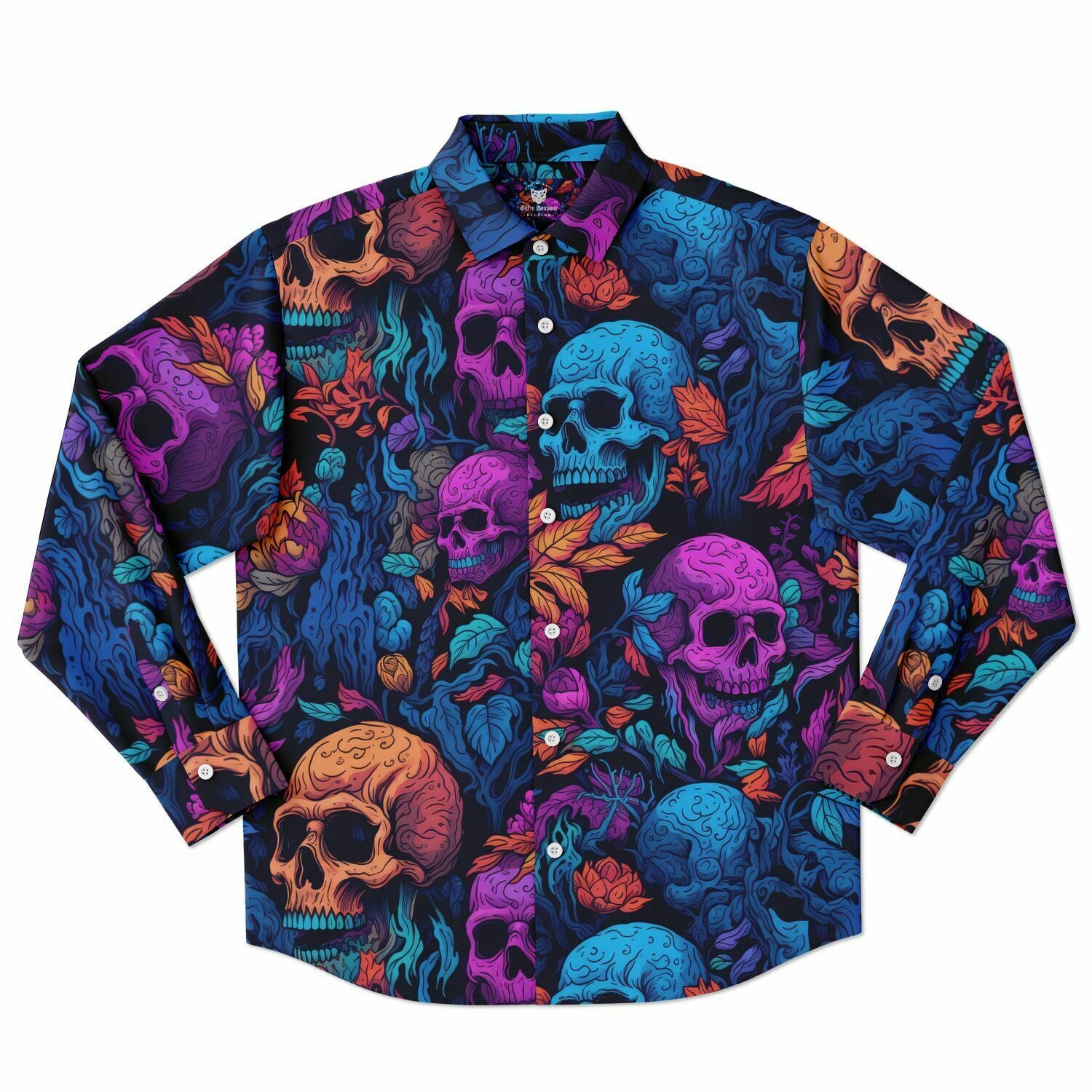 chemise à manches longues motif têtes de morts