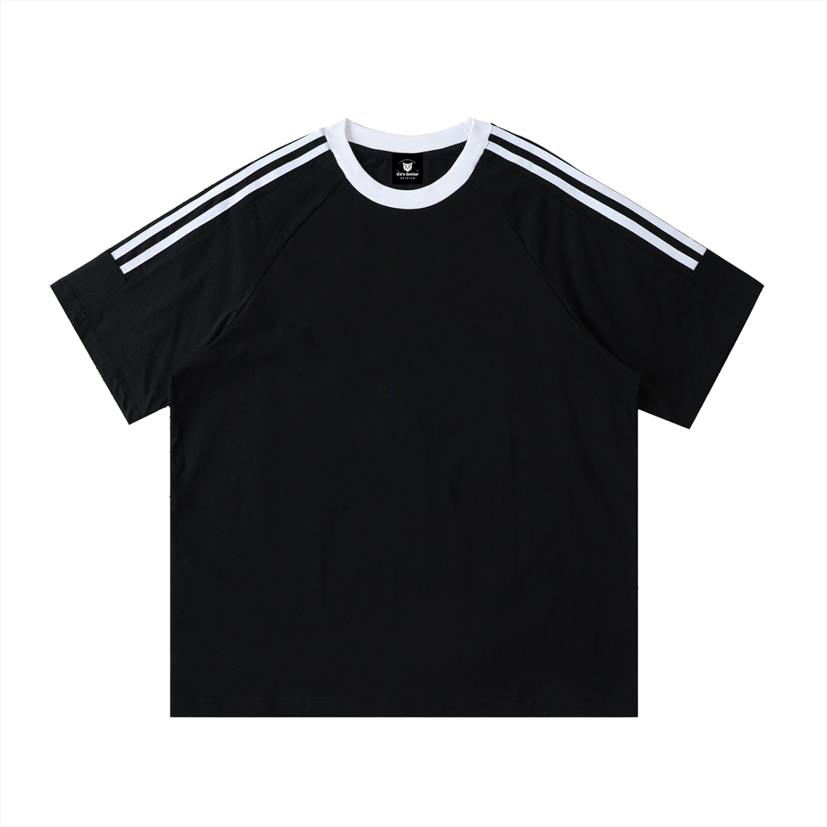 T-shirt Bandes Contrastantes Original Noir — Coton Streetwear Belge