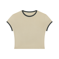 Packshot face du t-shirt ringer original femme kaki / gris foncé