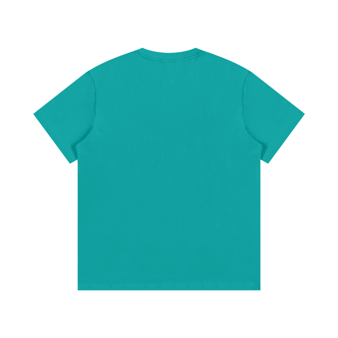T-shirt en bleu lagon vu de dos - dos uni, manches courtes classiques