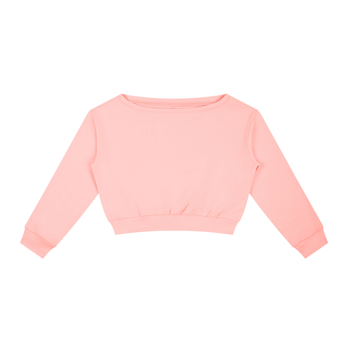 Sweat épaules dénudées femme crop top rose, vue de face