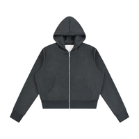 Hoodie zippé femme molletonné gris foncé, vue de face