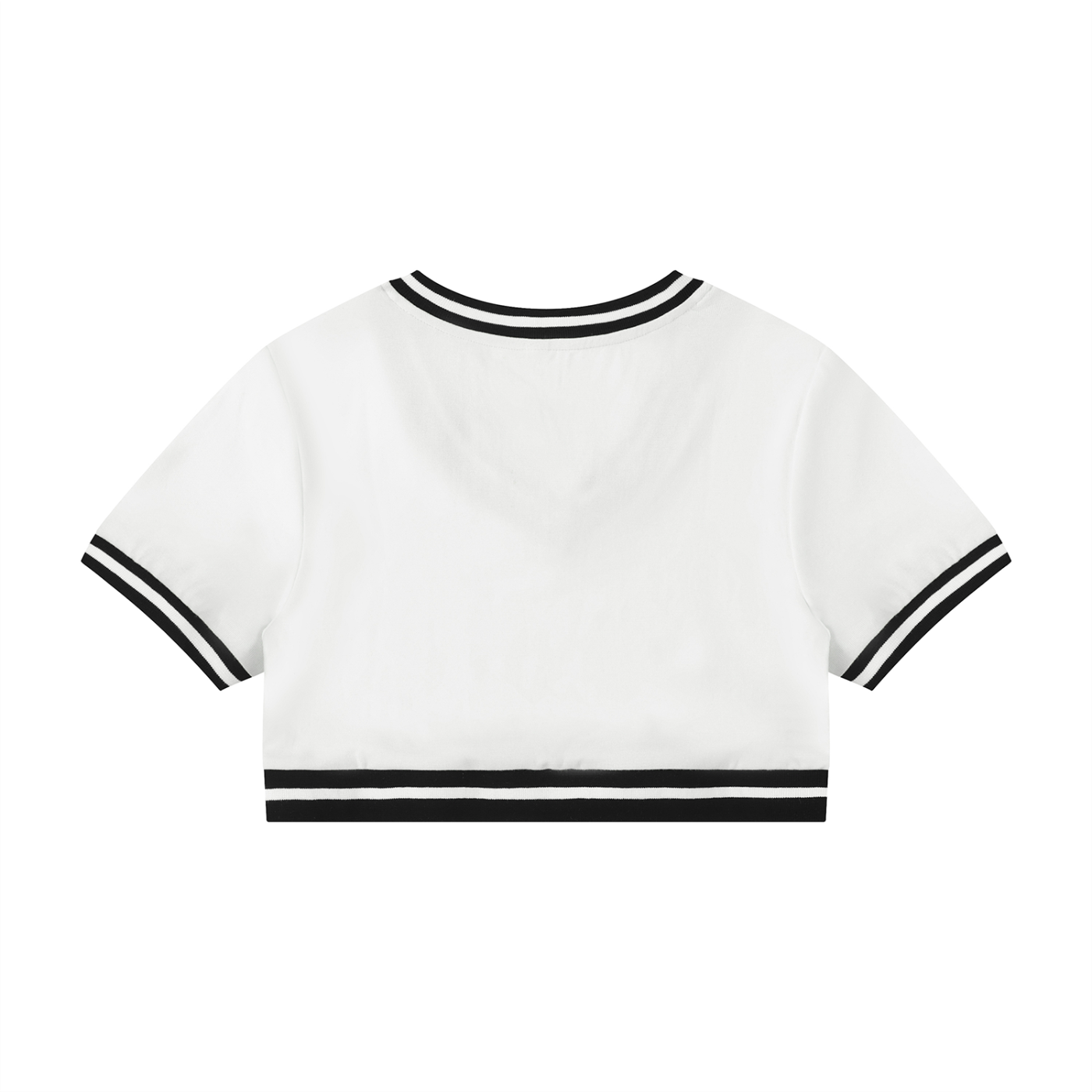 Packshot dos du crop top col v original femme blanc
