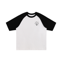 T-shirt raglan oversized DAD Beer blanc et noir - logo croix DAD et chope de bière sur la poitrine