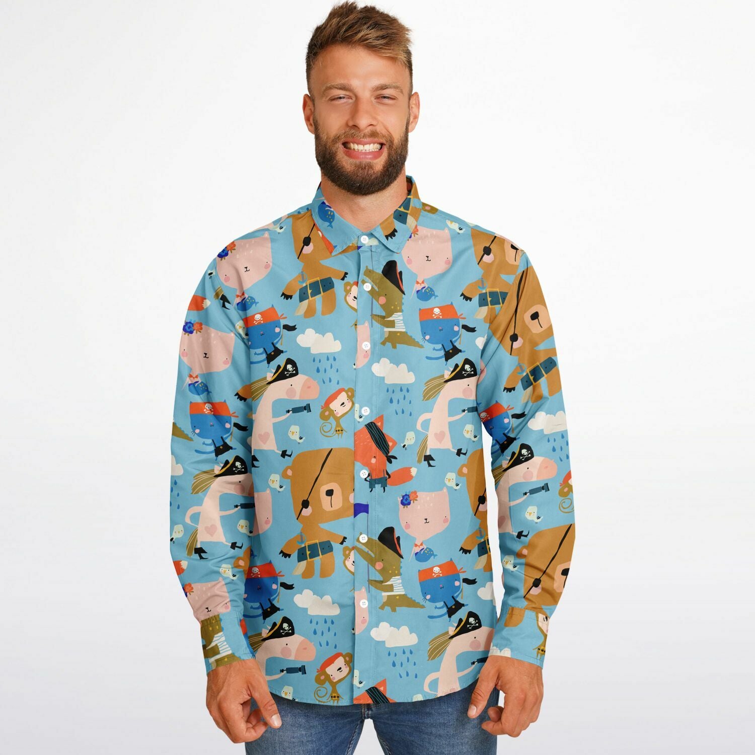 chemise bleue style pirates animés