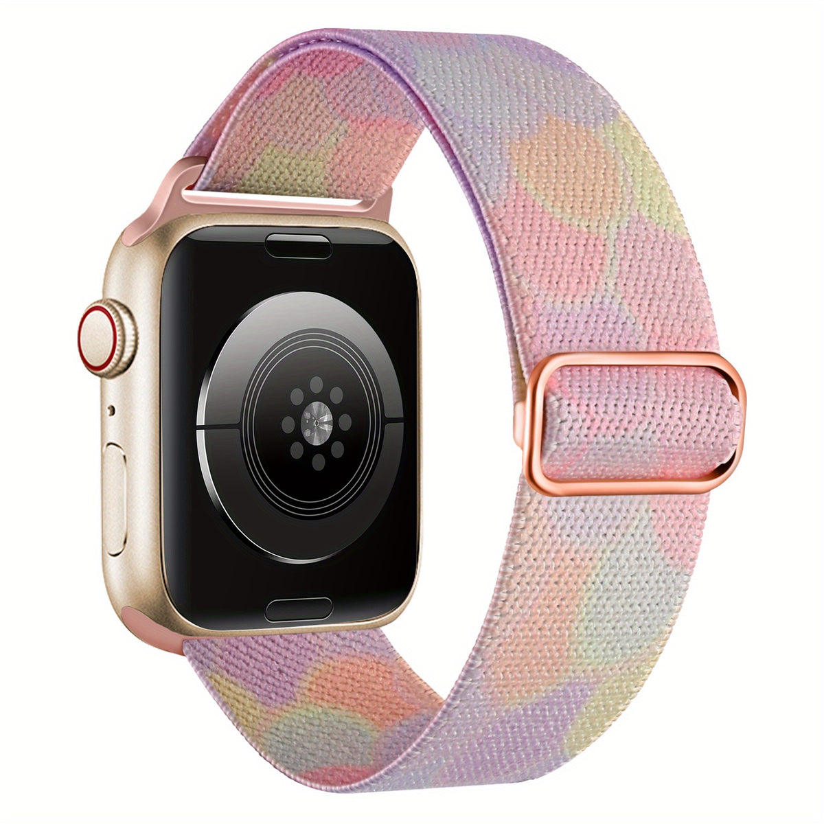 Bracelet Apple Watch en nylon motif peinture, coloris pastel rose lilas