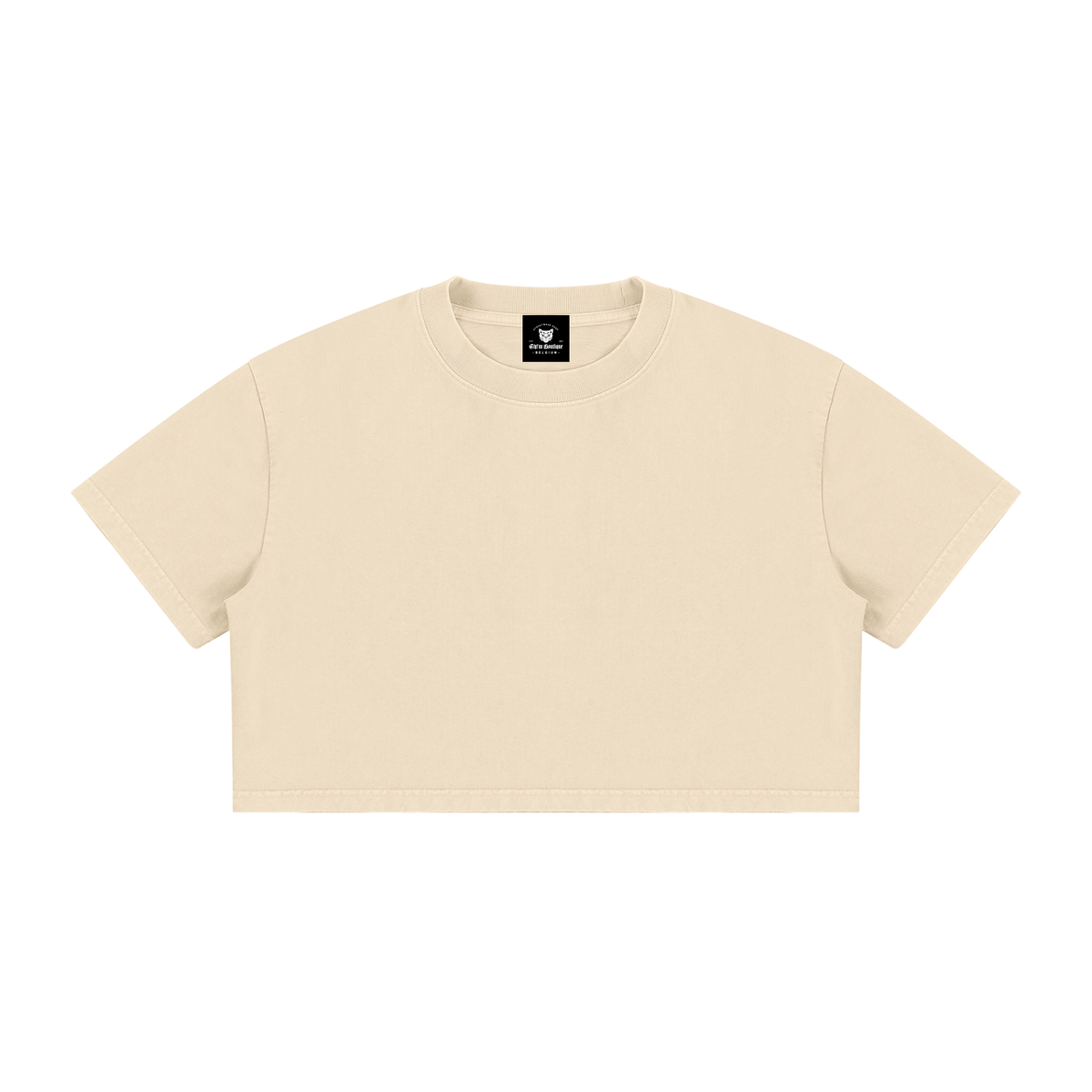 T-shirt femme crop top délavé sable, vue de face