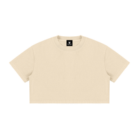 T-shirt femme crop top délavé sable, vue de face