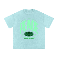T-shirt oversized PEACE en bleu d'eau délavé - imprimé varsity et slogan Together We Strong