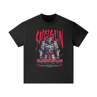 T-shirt oversized enfant Shogun en noir - imprimé samouraï en armure et lettrage rouge