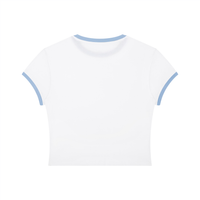 Packshot dos du t-shirt ringer original femme blanc / bleu