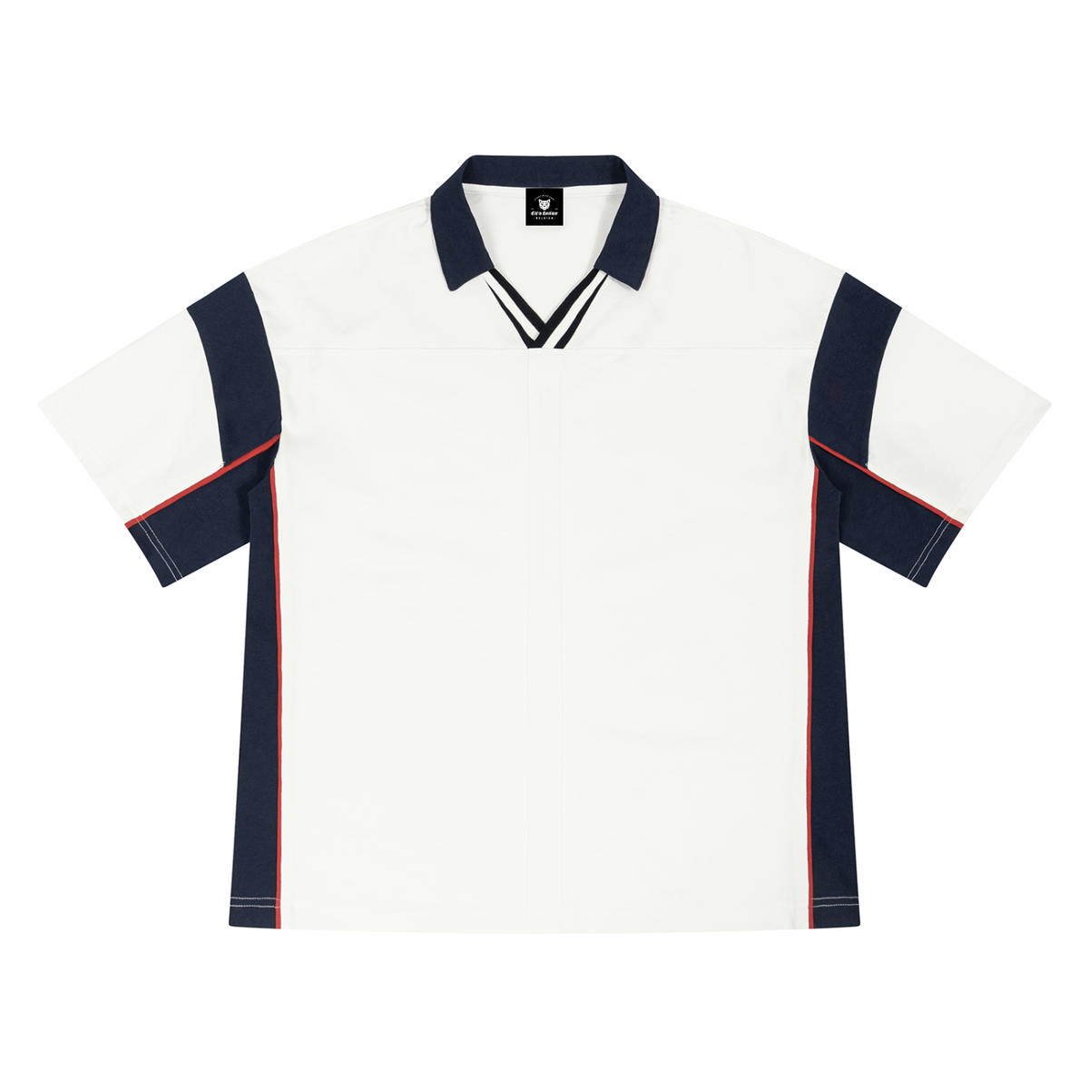 Polo Boxy Colorblock Rouge et Marine — Streetwear Belge