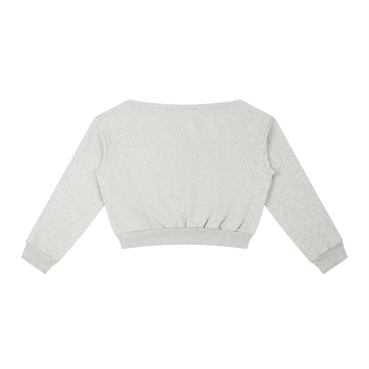 Dos du sweat épaules dénudées femme crop top gris chiné