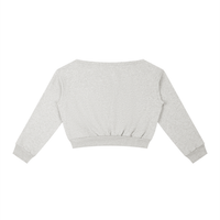Dos du sweat épaules dénudées femme crop top gris chiné