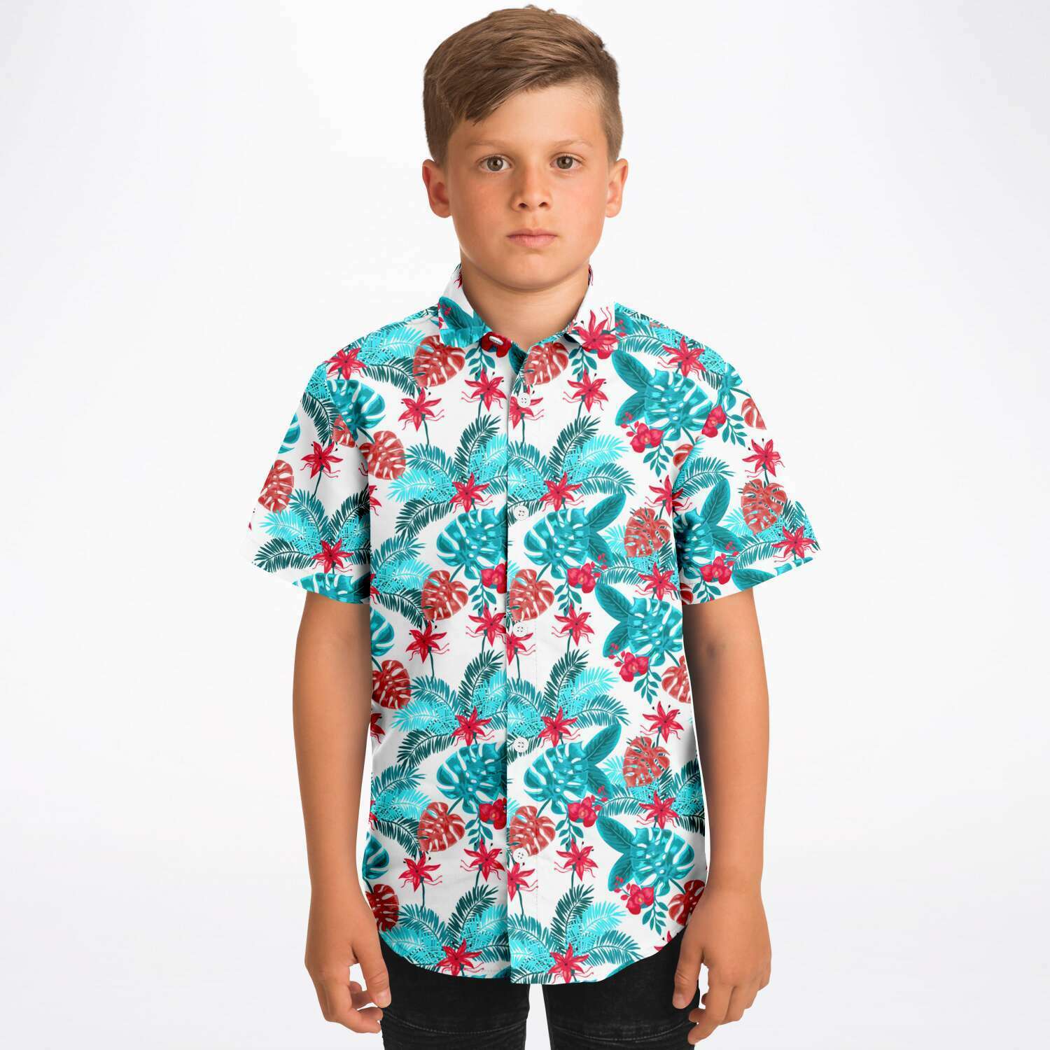 Chemise garçon originale style Hawaïen  manches courtes