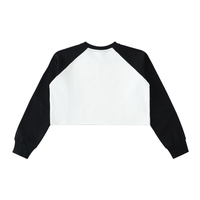 Dos du sweat crop top femme raglan bicolore blanc cassé