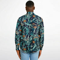 CHEMISE HOMME originale style floral bleue - MANCHES LONGUES