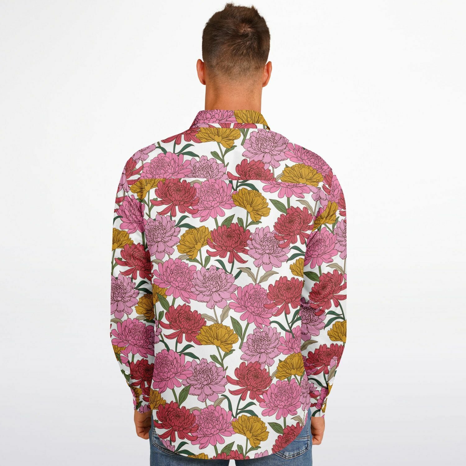 Chemise Homme à fleurs roses - Manches Longues