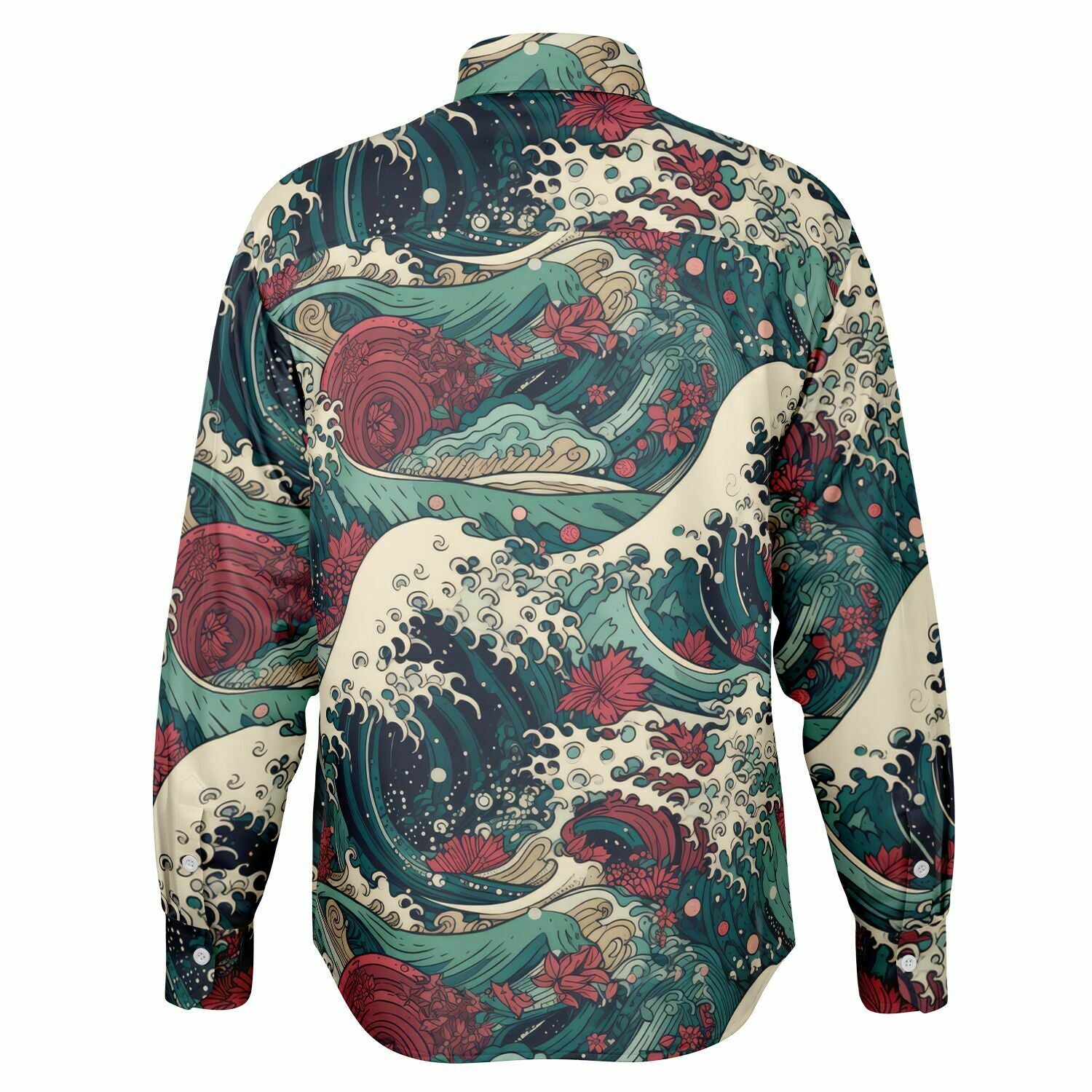 Chemise homme manches longues - vagues du japon