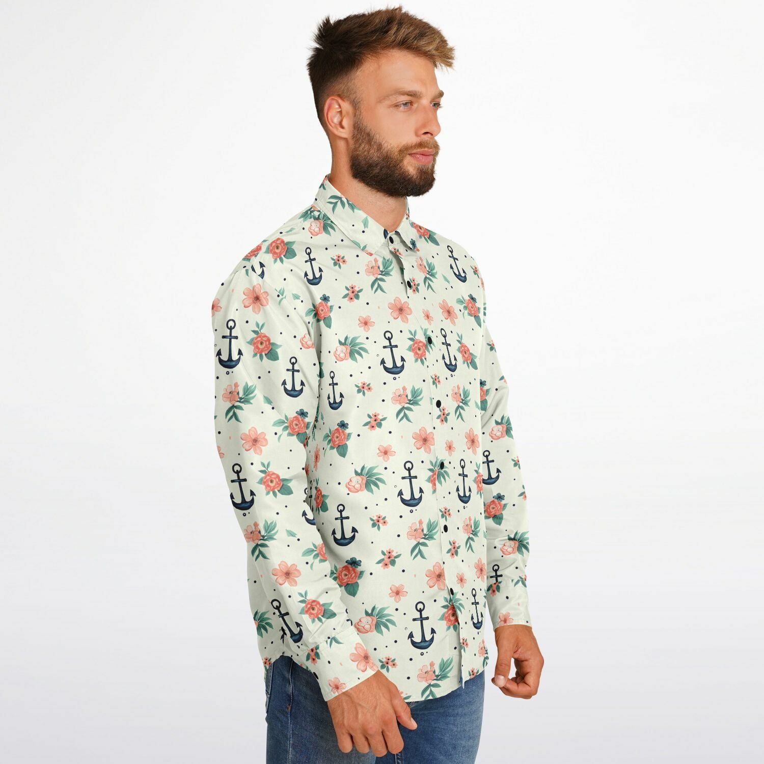 chemise marine à fleurs pour homme
