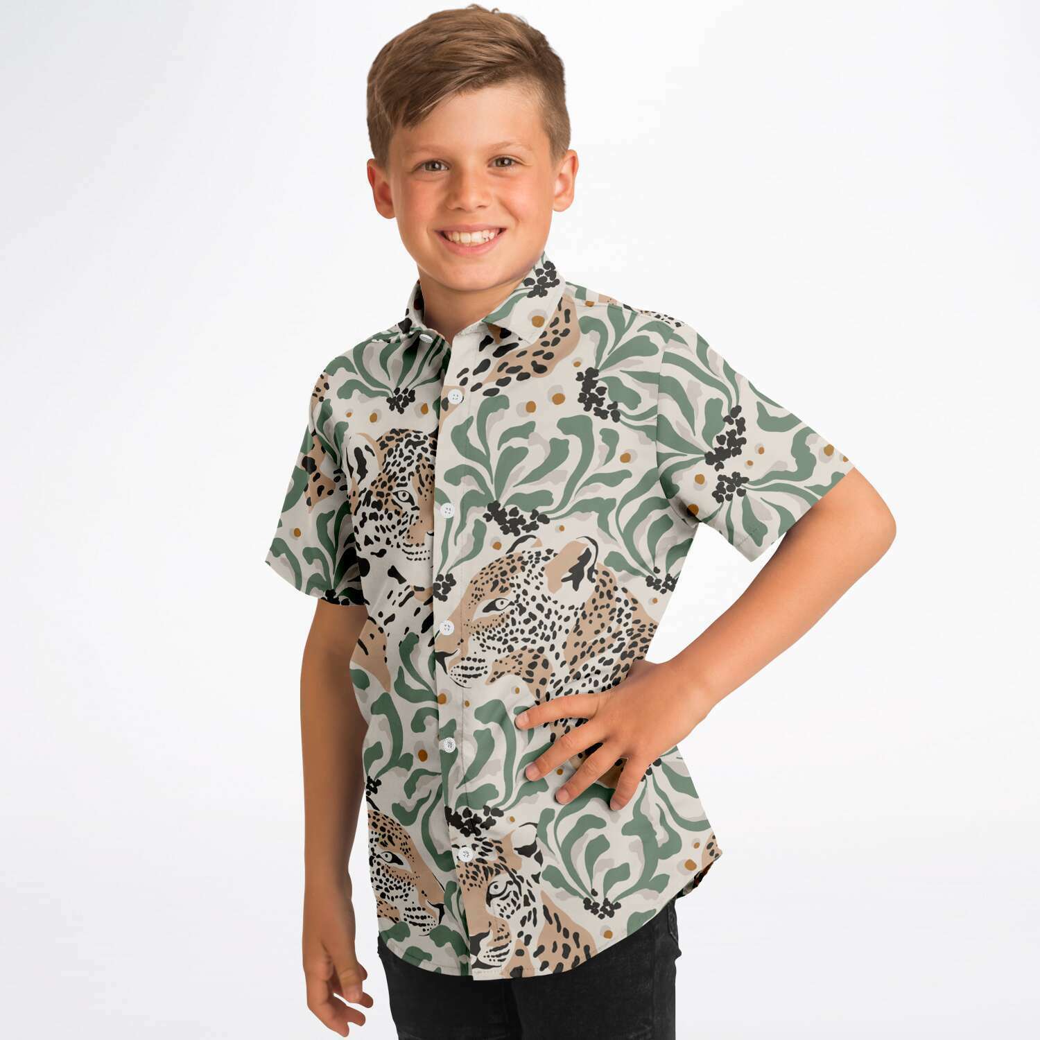 chemise garçon manches courtes imprimée safari