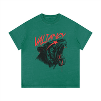 T-shirt oversized Lion Valiancy en vert émeraude à plat - lion gravé et lettrage rouge