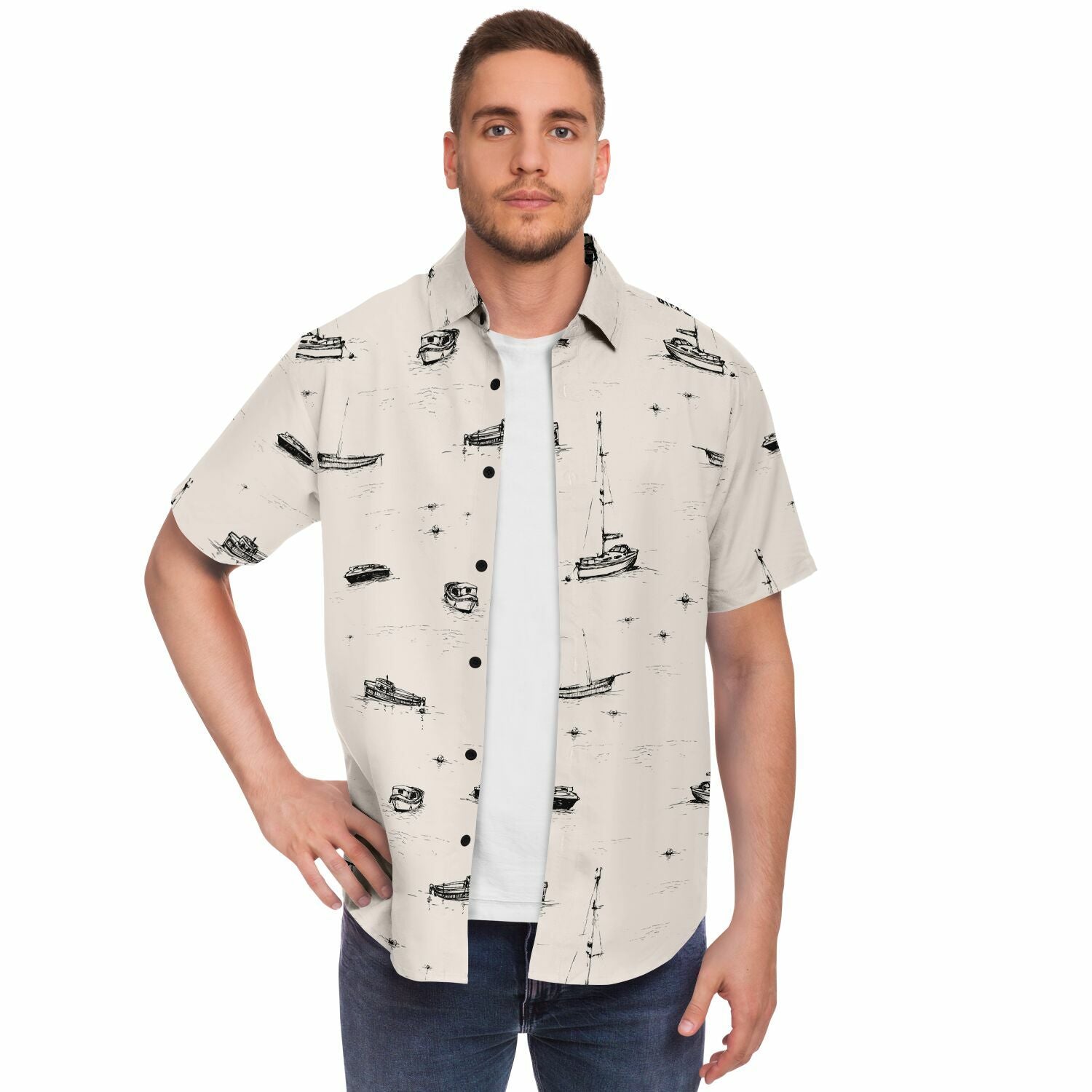 chemise légère homme à motifs bateaux