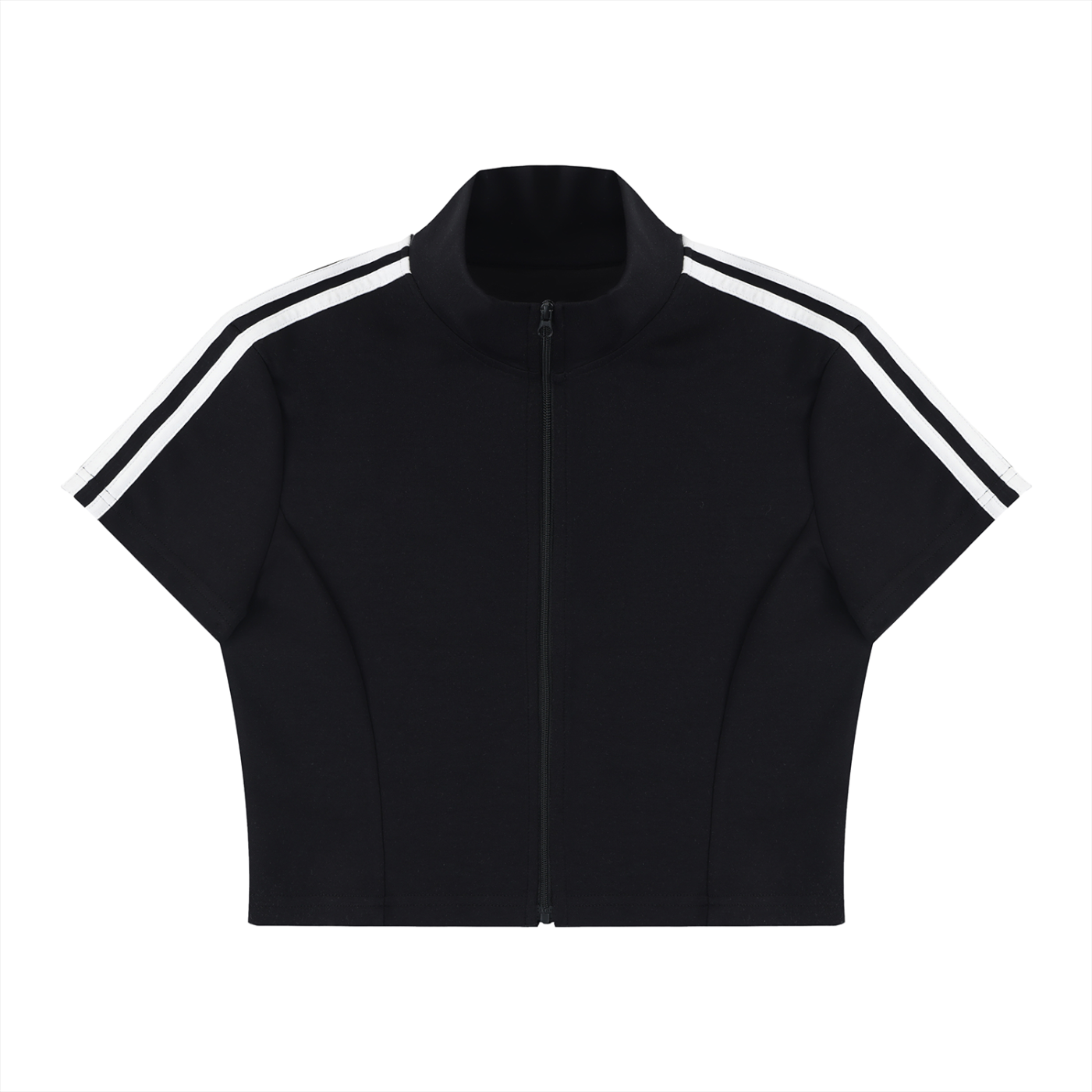 Packshot face du top zippé crop original femme noir
